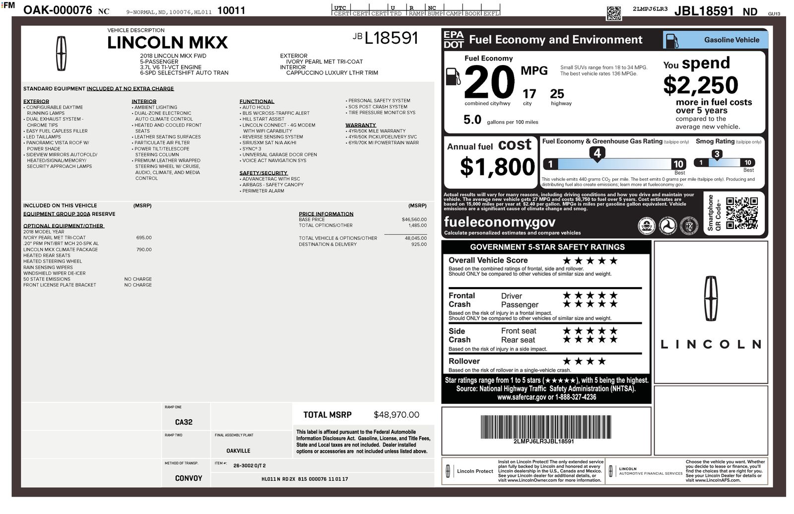 2018 Lincoln Lincoln MKX Reserve