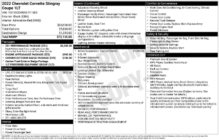 2022 Chevrolet Corvette Stingray