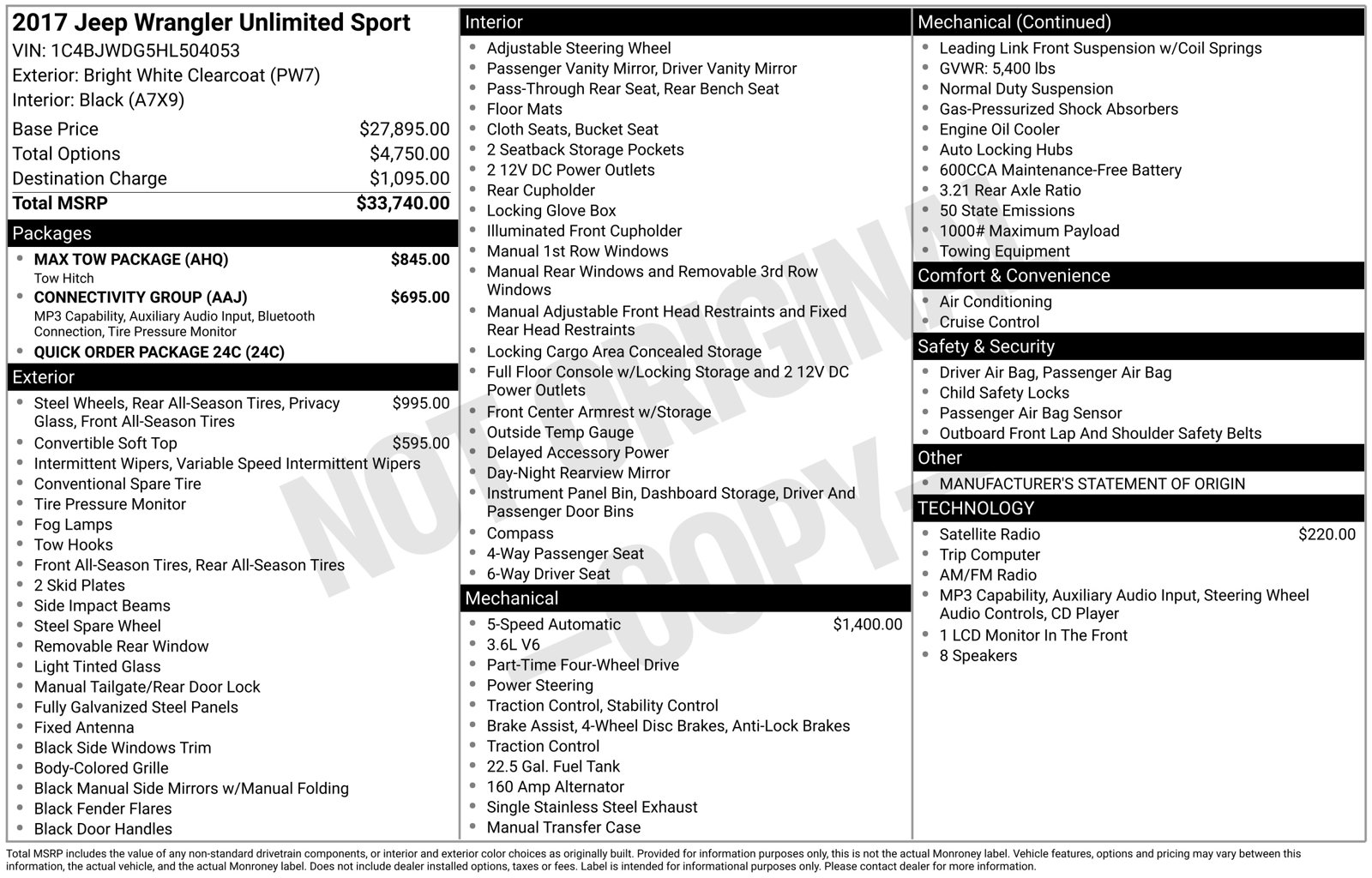 2017 Jeep Wrangler Unlimited Sport
