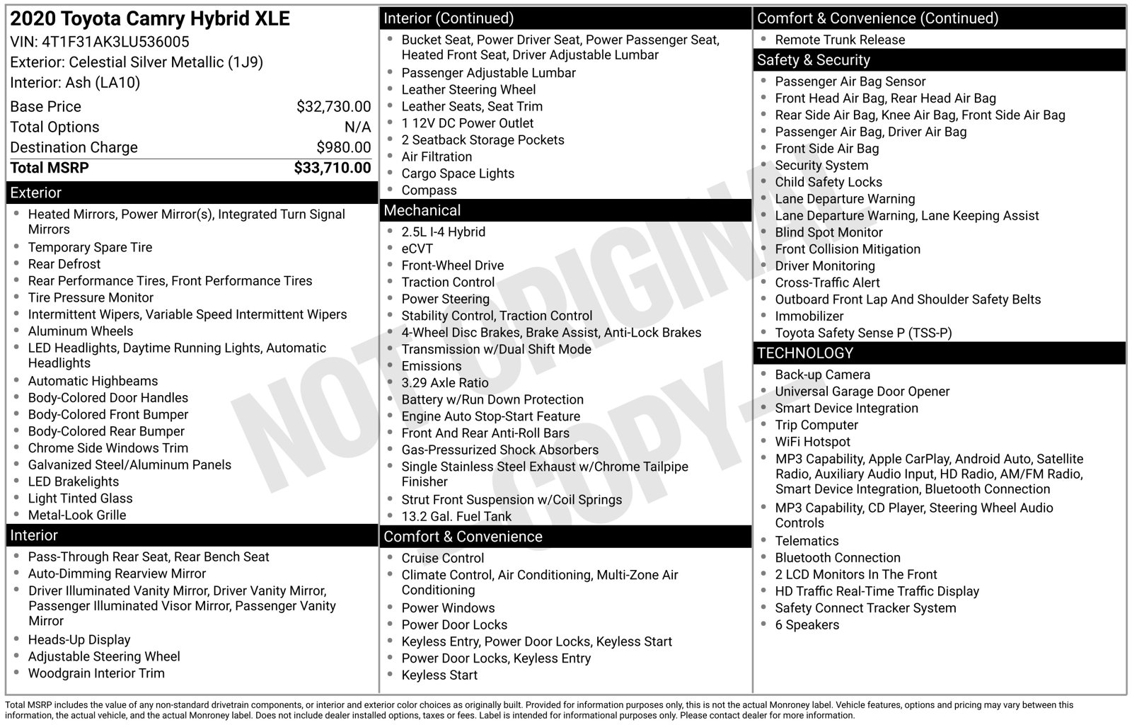 2020 Toyota Camry Hybrid XLE