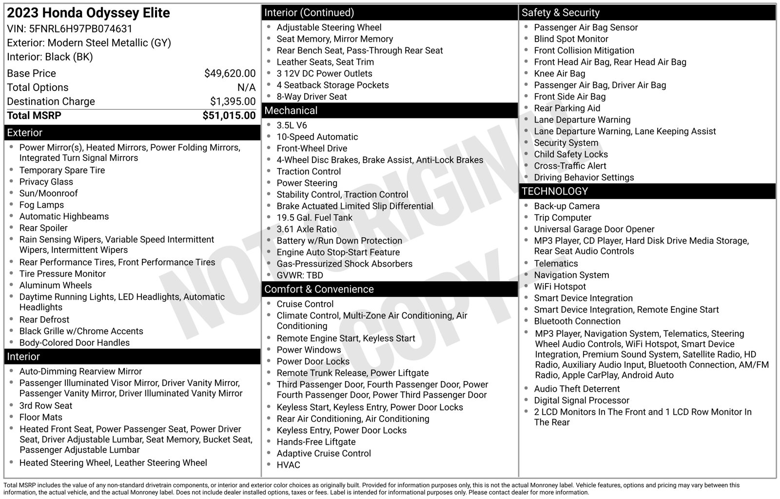 2023 Honda Odyssey Elite